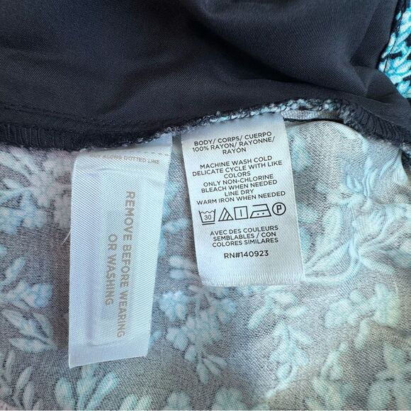 LOFT Women’s Pants Blue Floral Pockets Wide Leg Flowy SZ L - Picture 12 of 13